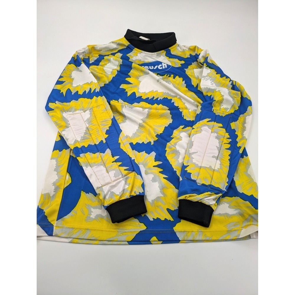 Vintage Reusch Soccer Goalkeeper Shorts Padded Blue Yellow Pattern Youth L / ULG